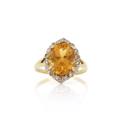 Pre-Owned - Citrine & Diamond Cluster Ring Rings