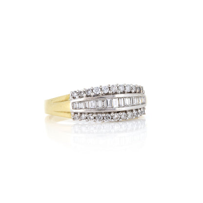 Pre-Owned - Three Row Diamond Ring Rings