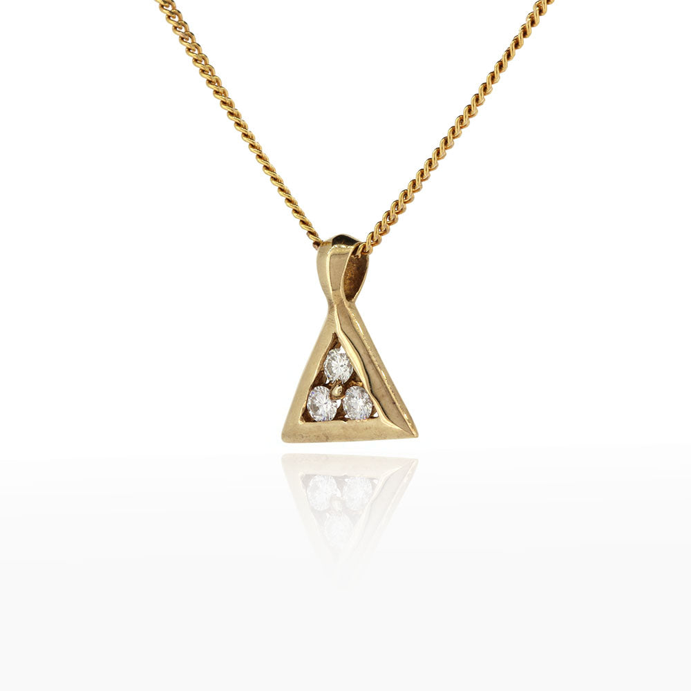 Pre-Owned - Diamond Set Triangle Pendant & Chain