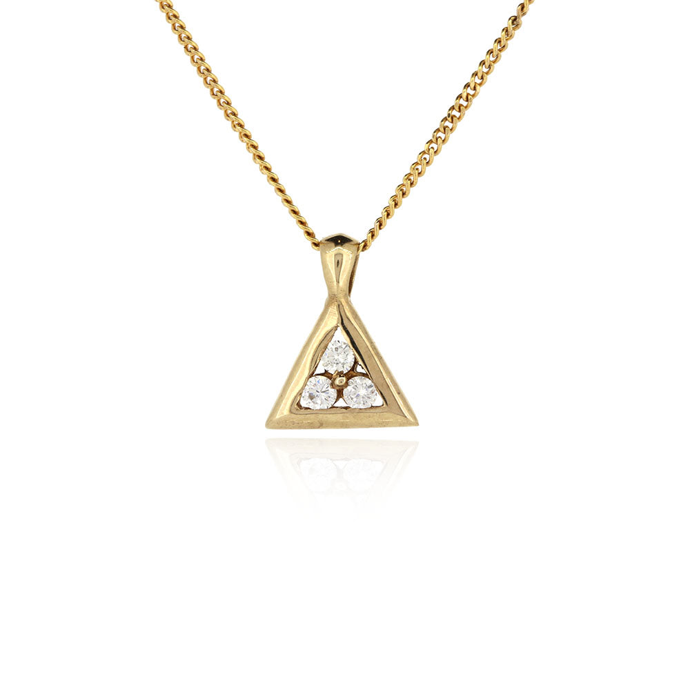 Pre-Owned - Diamond Set Triangle Pendant & Chain
