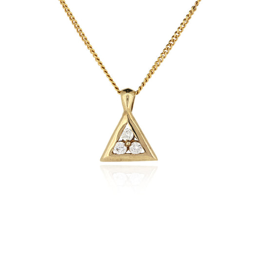 Pre-Owned - Diamond Set Triangle Pendant & Chain