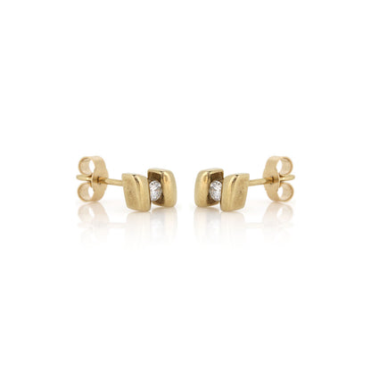 Pre-Owned - Diamond Gold Bar Stud Earrings Stud Earrings