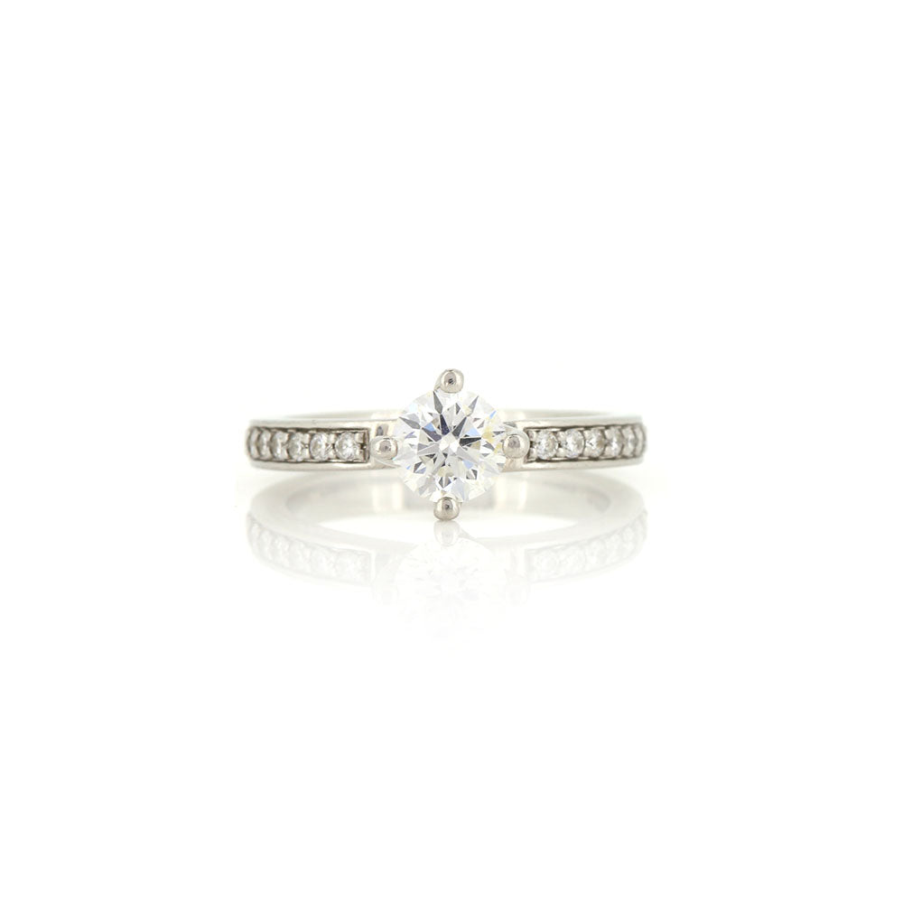 Pre-Owned - Diamond Solitaire Ring with Diamond Shoulders