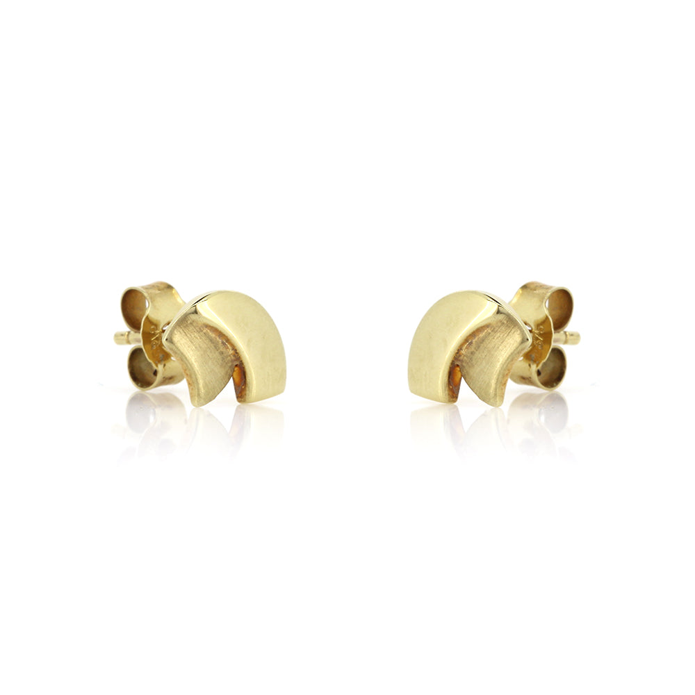 9ct Yellow Gold Sculptured Stud Earrings - Pre-Owned