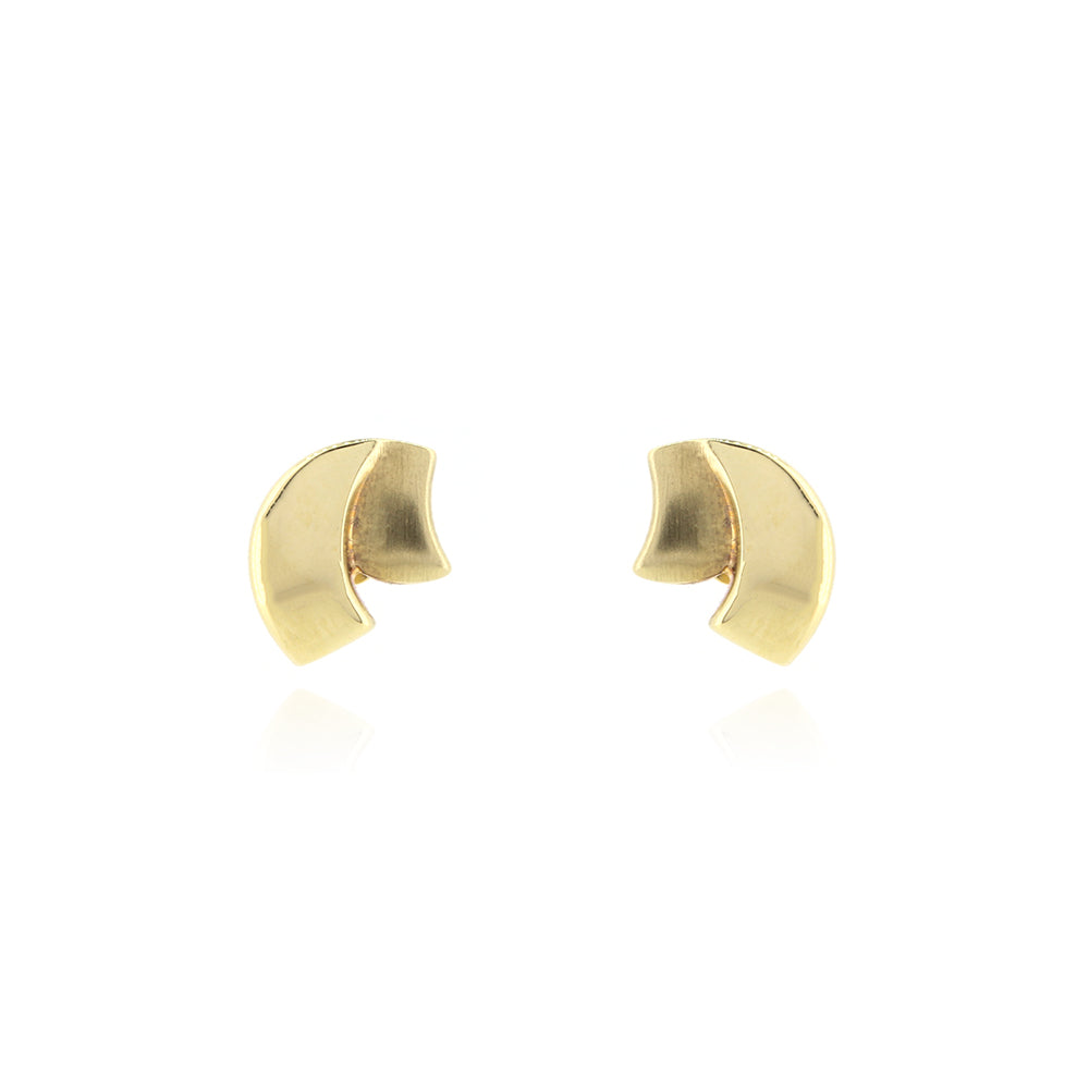 9ct Yellow Gold Sculptured Stud Earrings - Pre-Owned