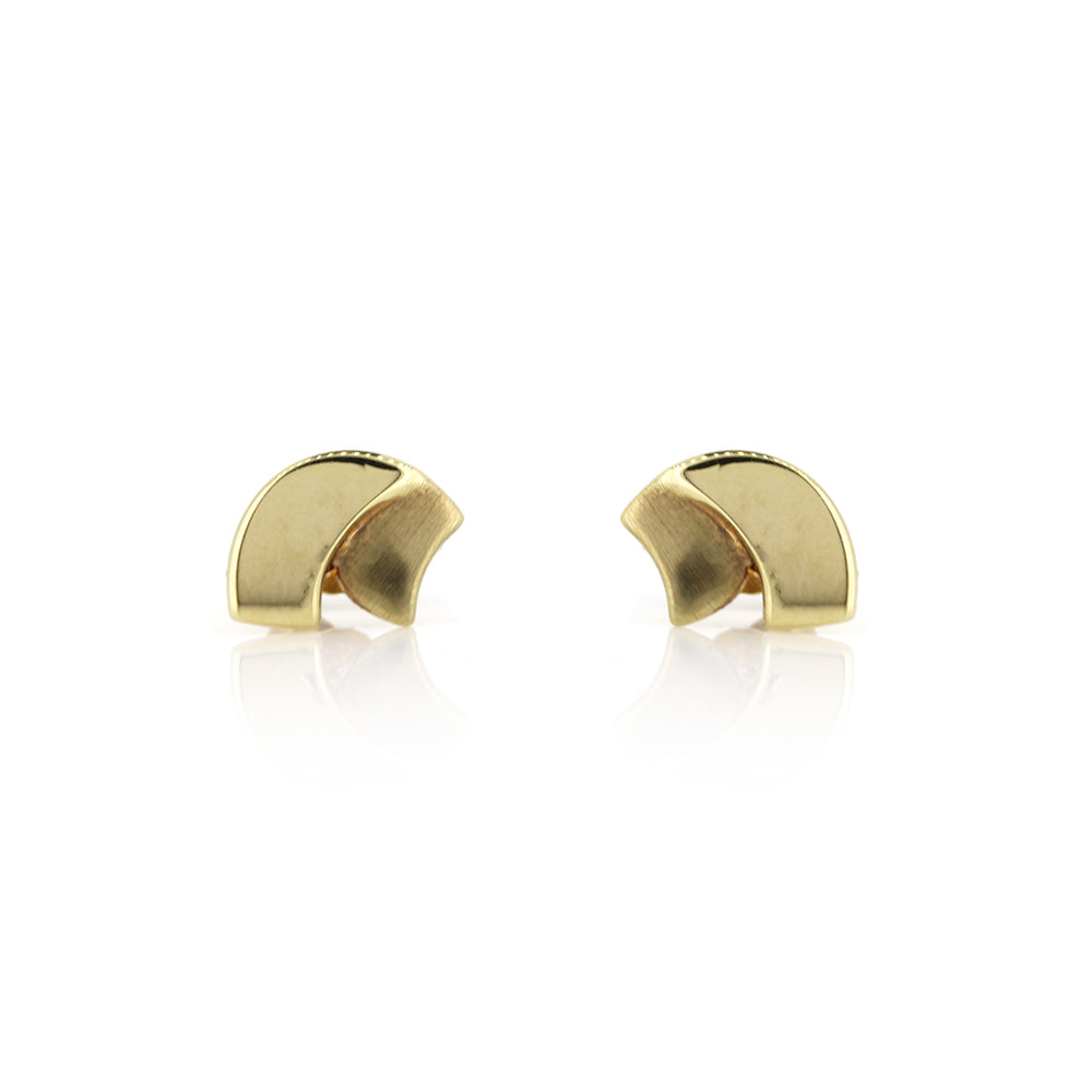 9ct Yellow Gold Sculptured Stud Earrings - Pre-Owned