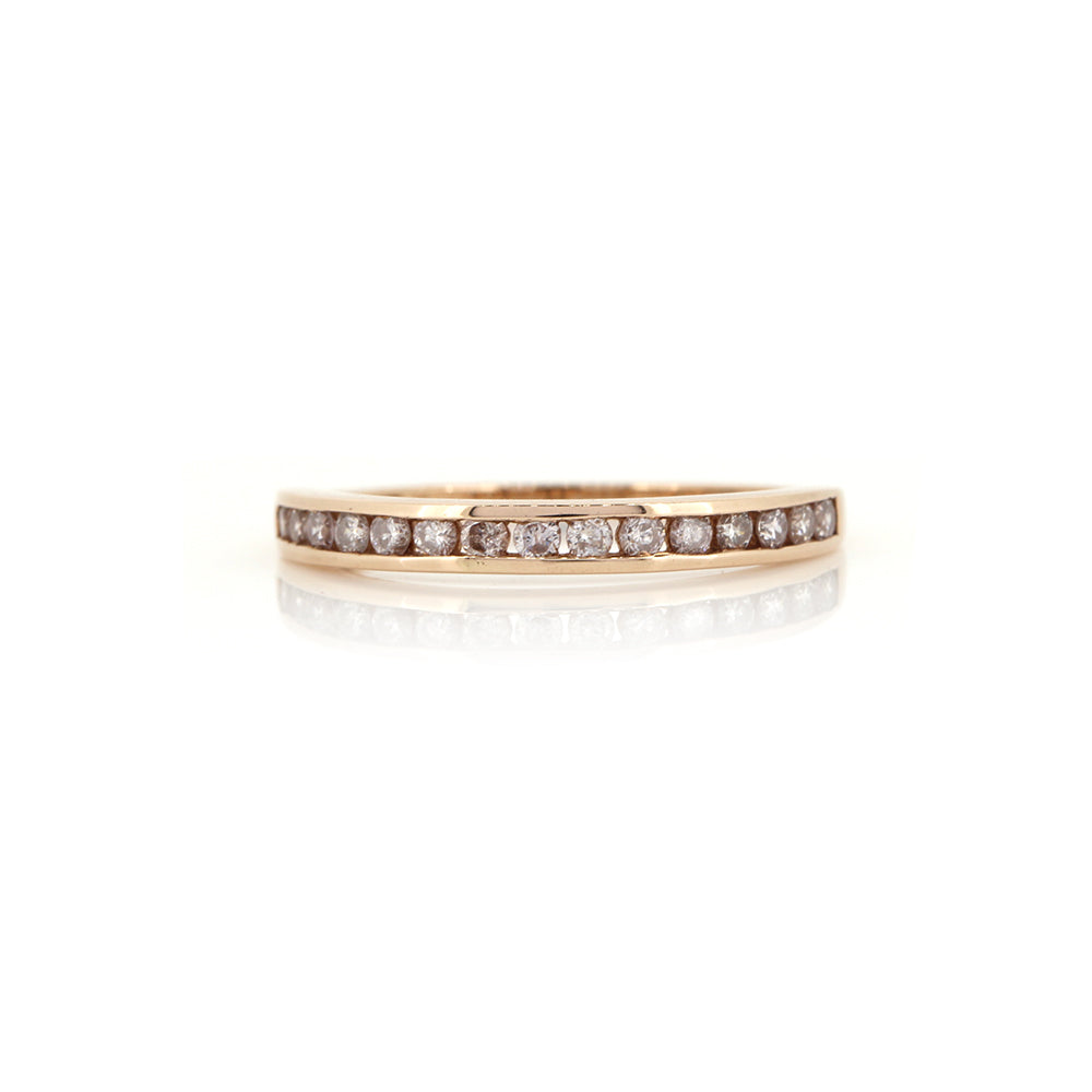 9ct Rose Gold Natural Pink Diamond Half Eternity Ring - Pre-Owned