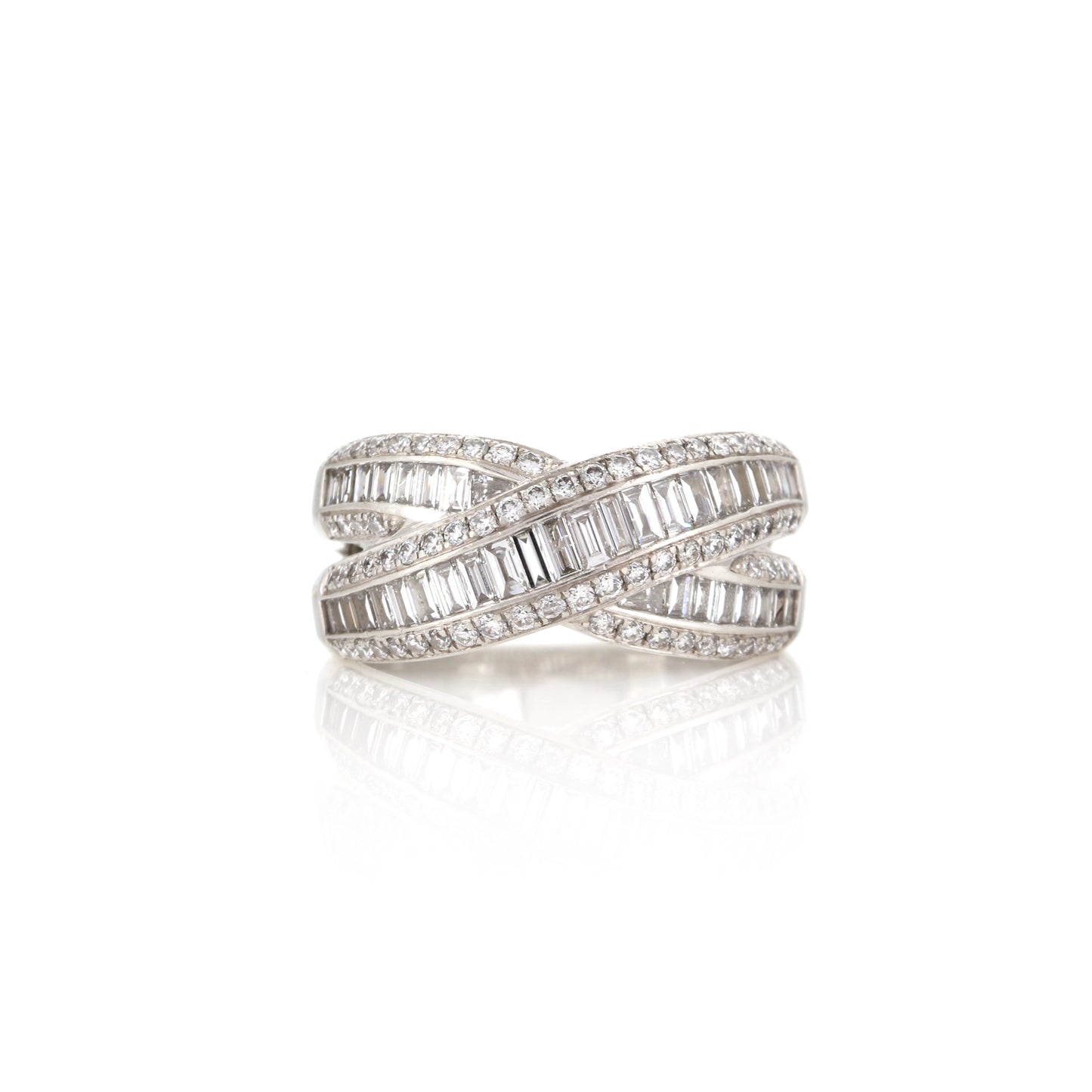 Platinum Diamond Crossover Statement Ring - Pre-Owned
