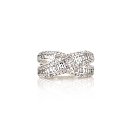 Platinum Diamond Crossover Statement Ring - Pre-Owned