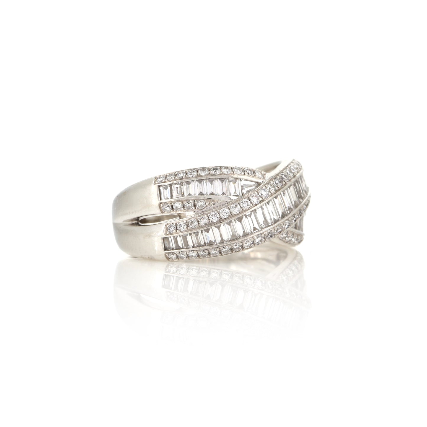 Platinum Diamond Crossover Statement Ring - Pre-Owned