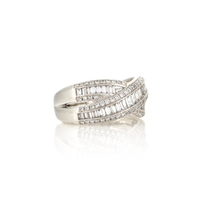 Platinum Diamond Crossover Statement Ring - Pre-Owned
