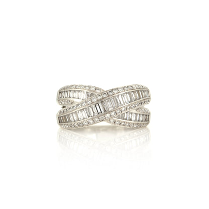 Platinum Diamond Crossover Statement Ring - Pre-Owned