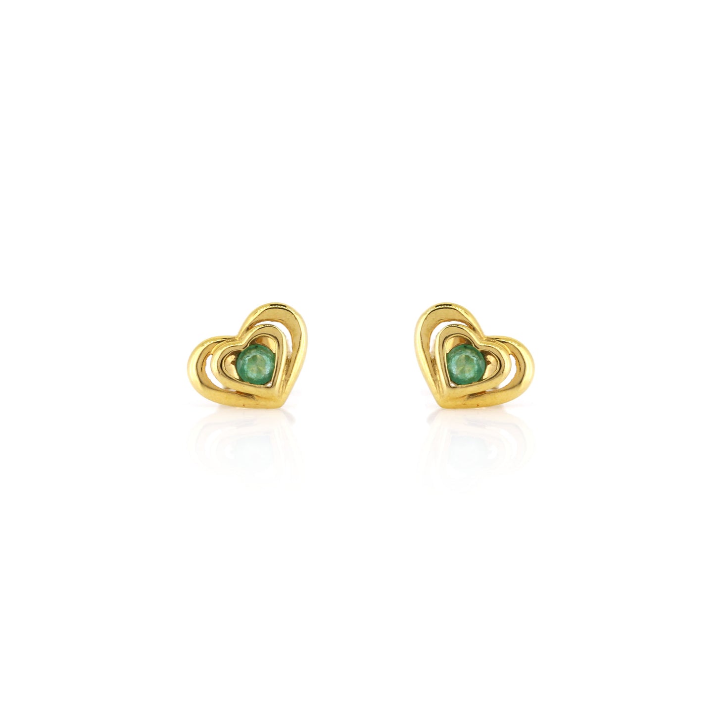 Pre-Owned - Emerald Heart Stud Earrings