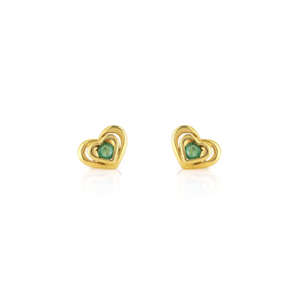 Pre-Owned - Emerald Heart Stud Earrings