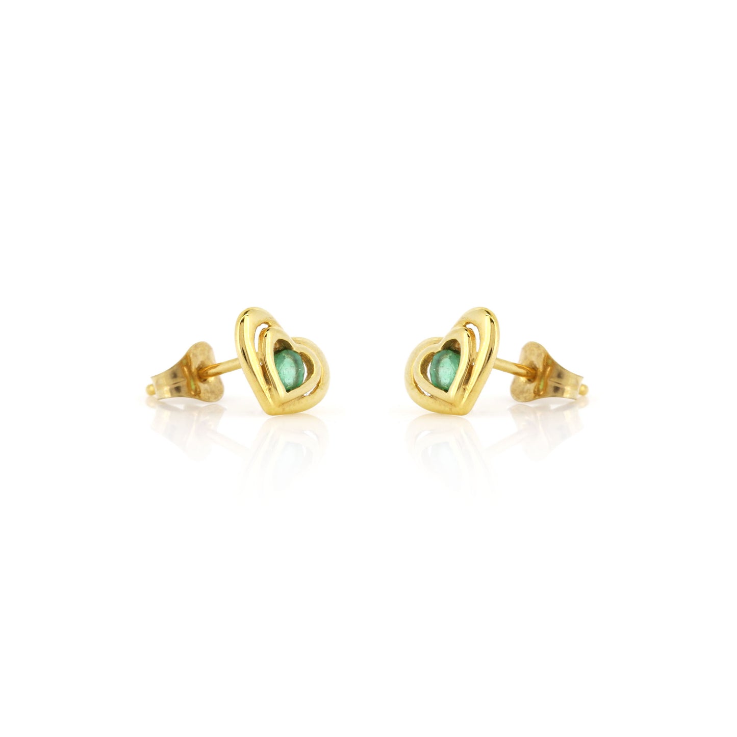 Pre-Owned - Emerald Heart Stud Earrings