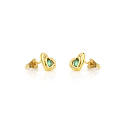 Pre-Owned - Emerald Heart Stud Earrings