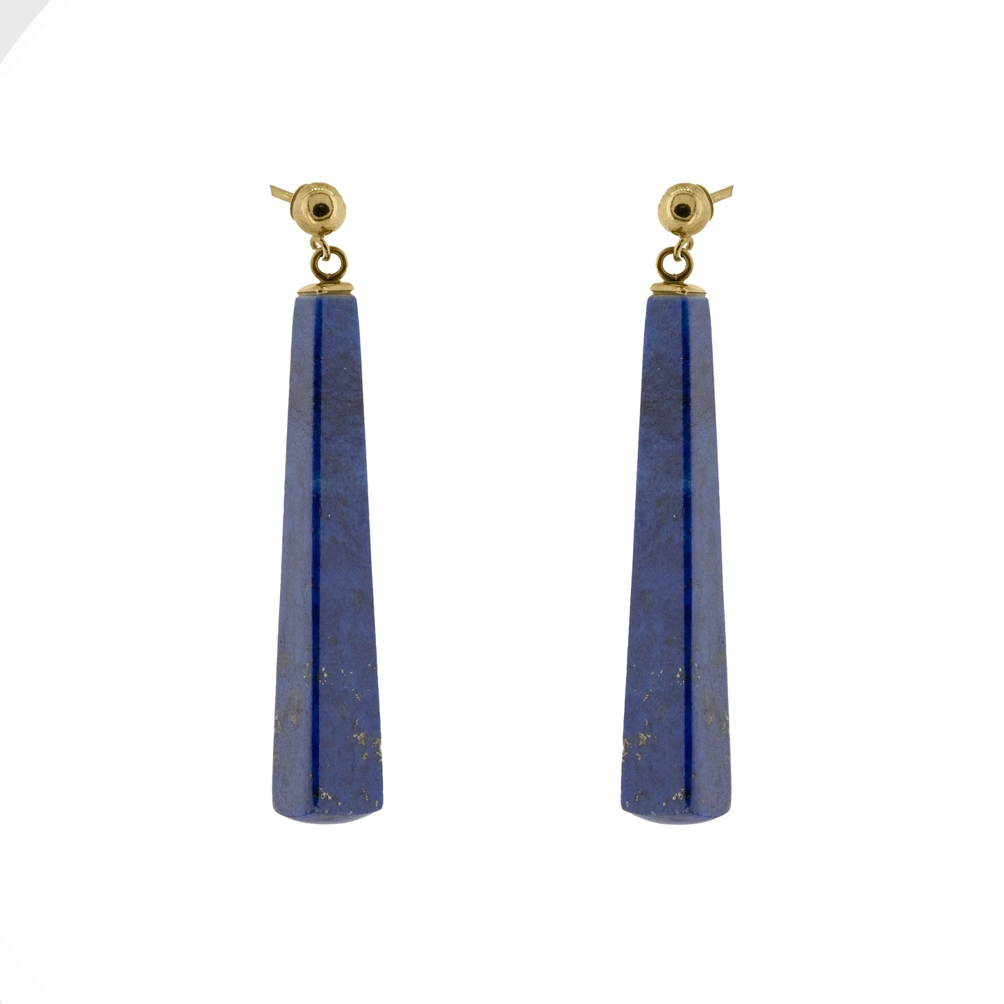 Pair of lapis lazuli long drop earrings with 9ct yellow gold fittings | Golden Snowdrop