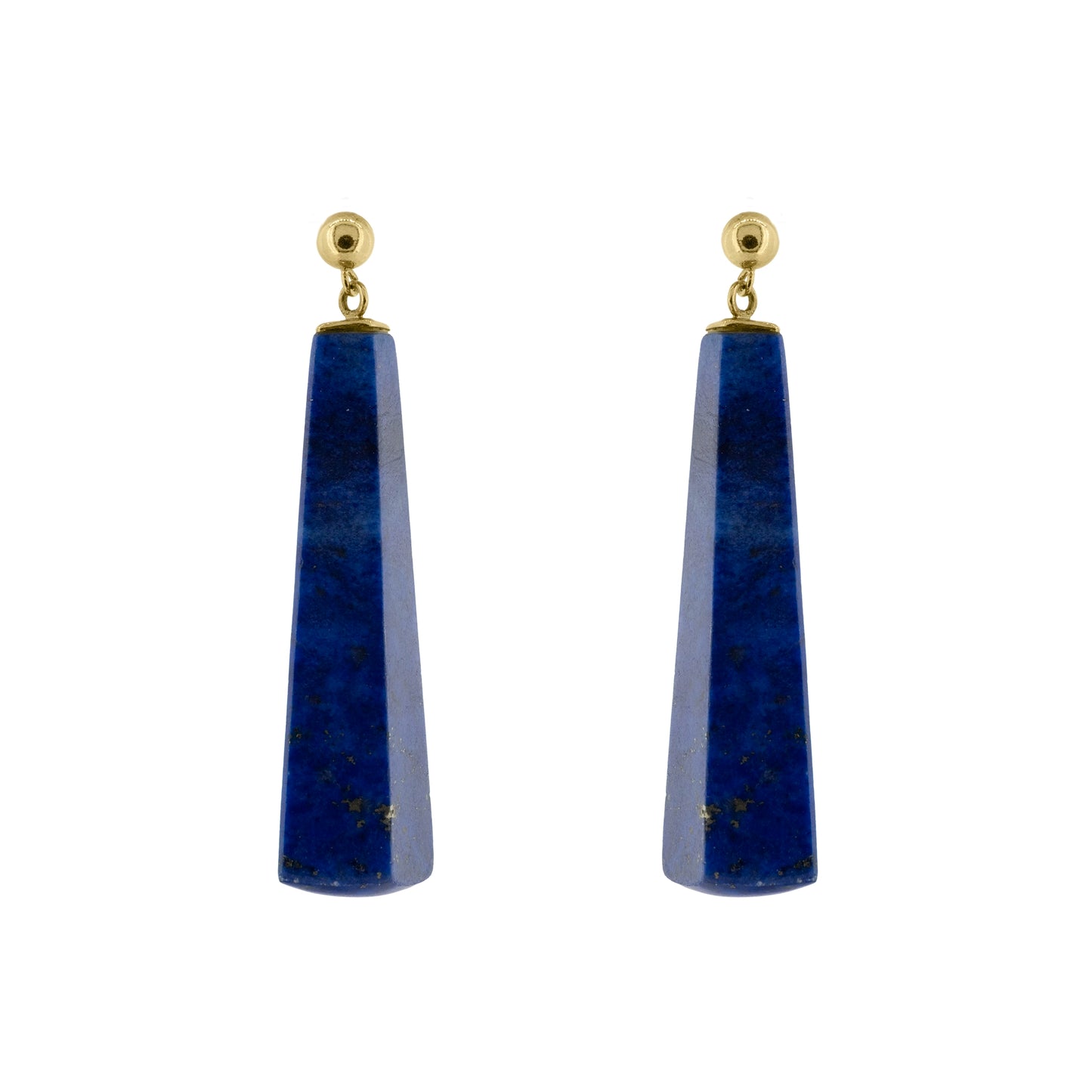 Pair of lapis lazuli long drop earrings with 9ct yellow gold fittings | Golden Snowdrop