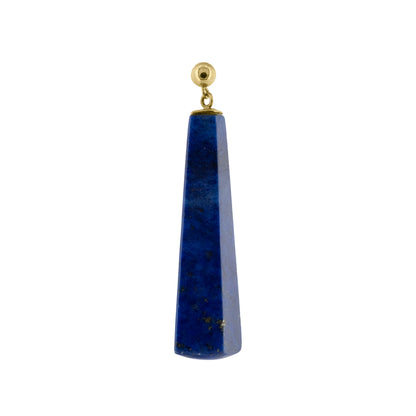 Single lapis lazuli long drop earring with 9ct yellow gold fitting | Golden Snowdrop