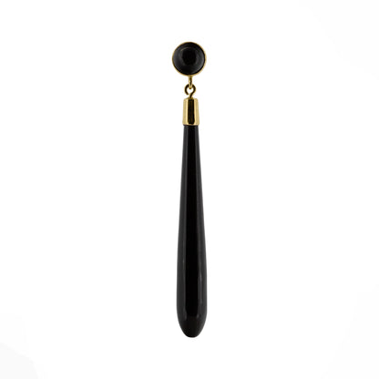 Single black onyx torpedo drop earring with 9ct yellow gold fitting | Golden Snowdrop