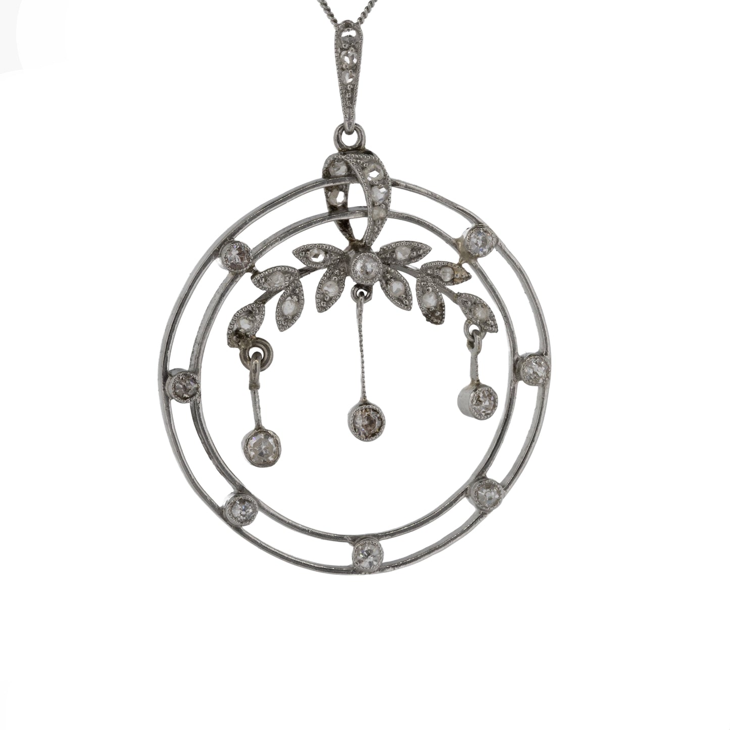 Belle Époque  and Platinum Diamond Flower Pendant - Antique
