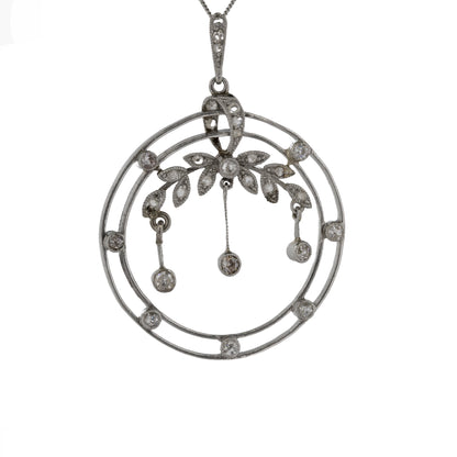 Belle Époque  and Platinum Diamond Flower Pendant - Antique
