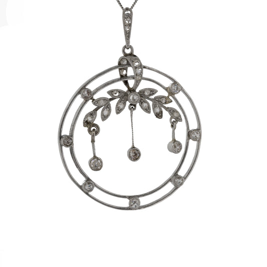 Belle Époque  and Platinum Diamond Flower Pendant - Antique