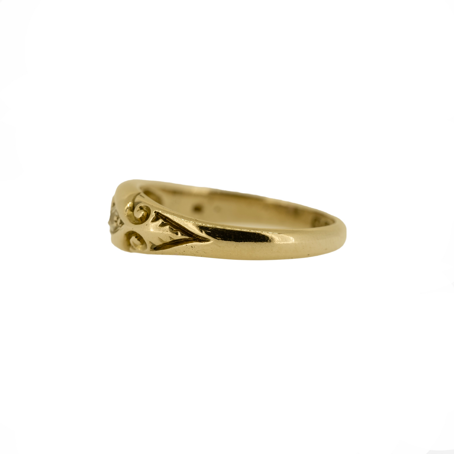 1909 Edwardian 18ct Yellow Gold Ruby and Diamond Pea Pod Ring - Antique