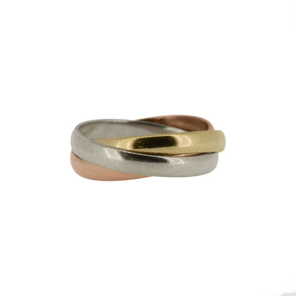 9ct Yellow, White & Rose Gold Trinity Stacking Ring (1982) - Vintage