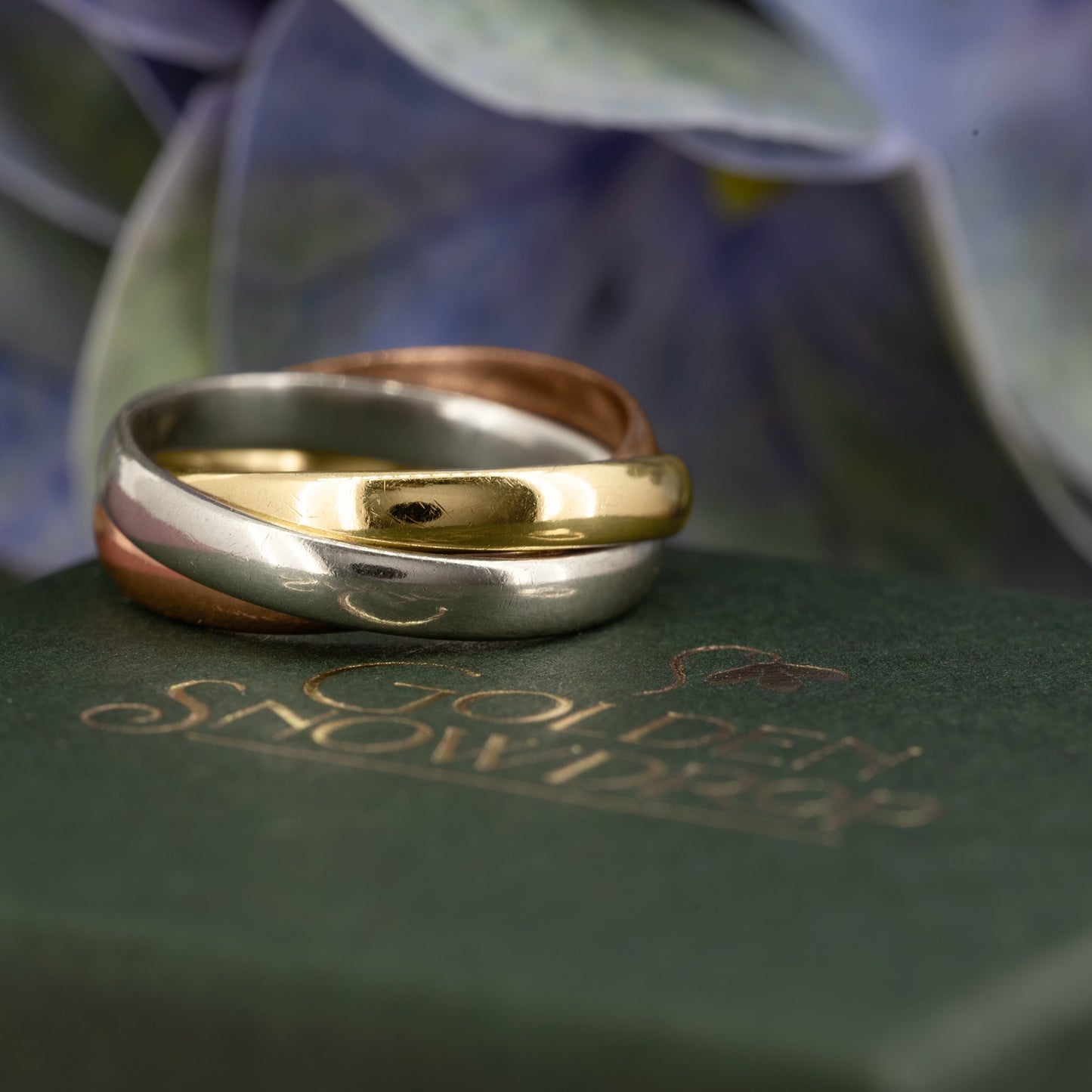 9ct Yellow, White & Rose Gold Trinity Stacking Ring (1982) - Vintage