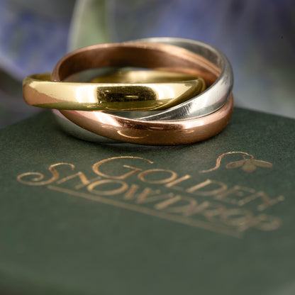 9ct Yellow, White & Rose Gold Trinity Stacking Ring (1982) - Vintage