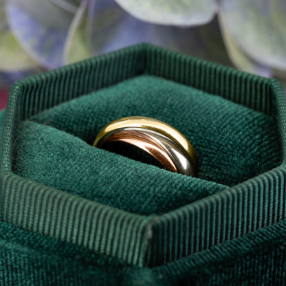 9ct Yellow, White & Rose Gold Trinity Stacking Ring (1982) - Vintage