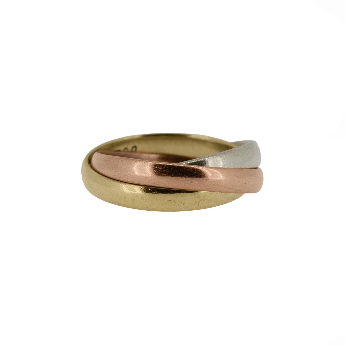 9ct Yellow, White & Rose Gold Trinity Stacking Ring (1982) - Vintage