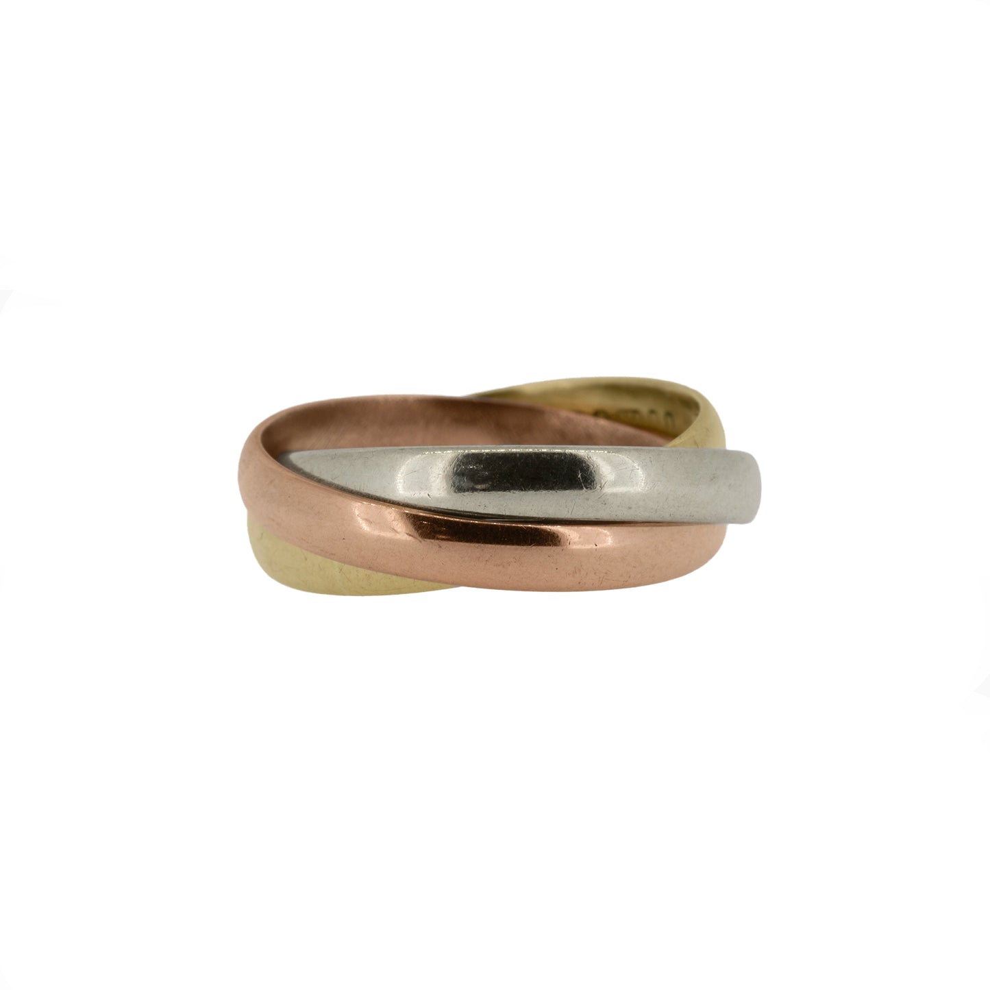 9ct Yellow, White & Rose Gold Trinity Stacking Ring (1982) - Vintage
