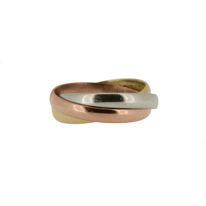 9ct Yellow, White & Rose Gold Trinity Stacking Ring (1982) - Vintage