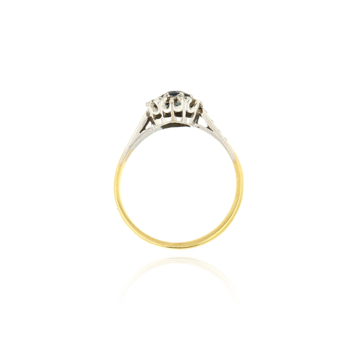 Sapphire and Diamond 18ct Yellow Gold and Platinum Cluster Ring - Pre-Owned