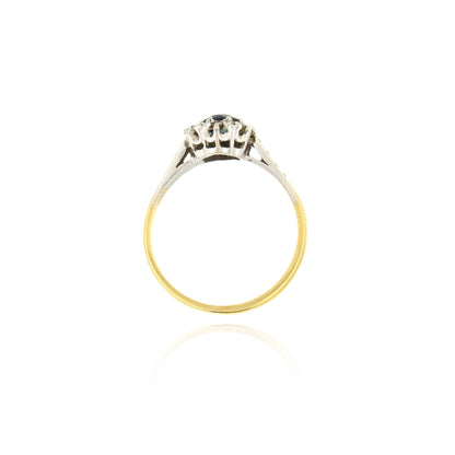Sapphire and Diamond 18ct Yellow Gold and Platinum Cluster Ring - Pre-Owned