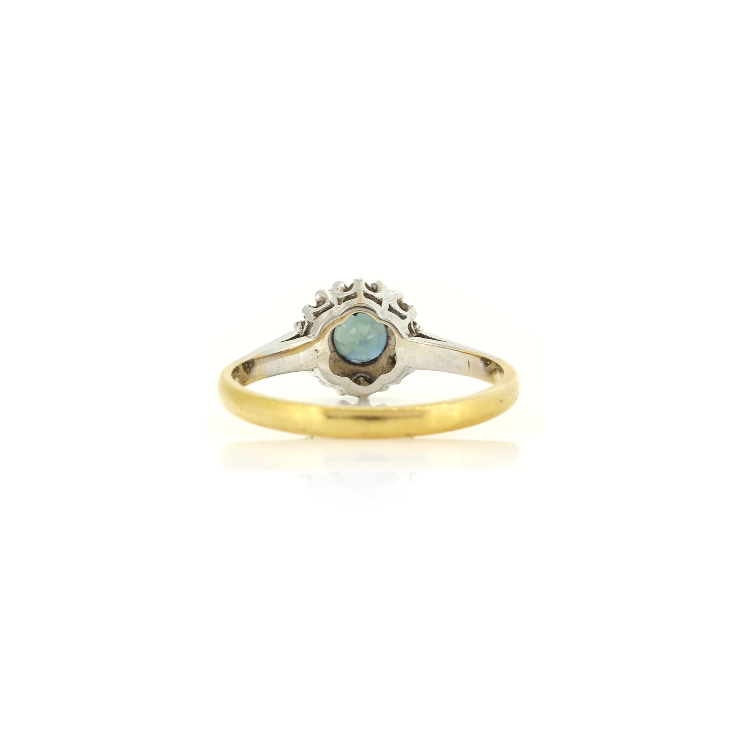 Sapphire and Diamond 18ct Yellow Gold and Platinum Cluster Ring - Pre-Owned