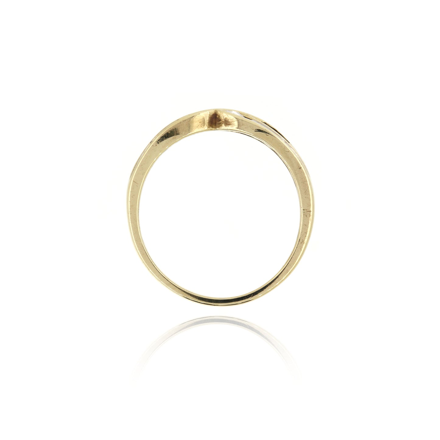 Diamond Crossover 9ct Yellow Gold Ring - Pre-Owned