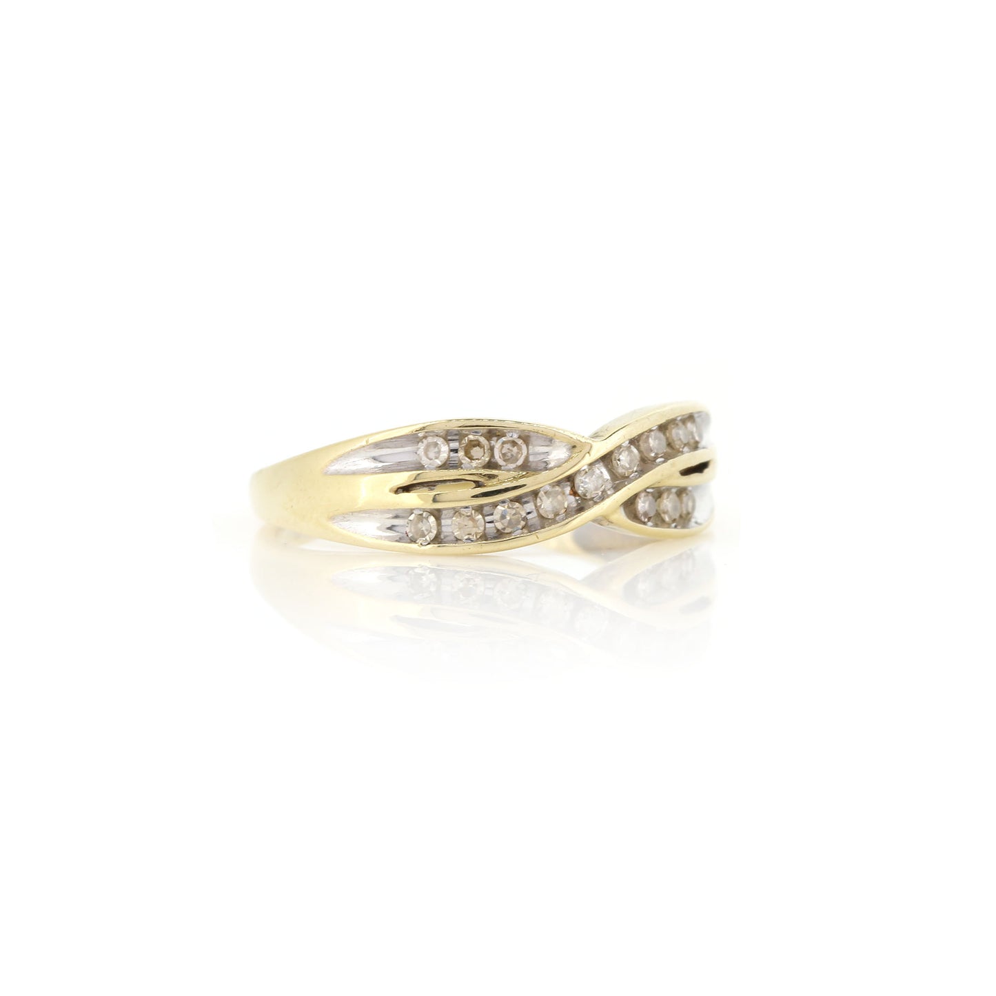 Diamond Crossover 9ct Yellow Gold Ring - Pre-Owned