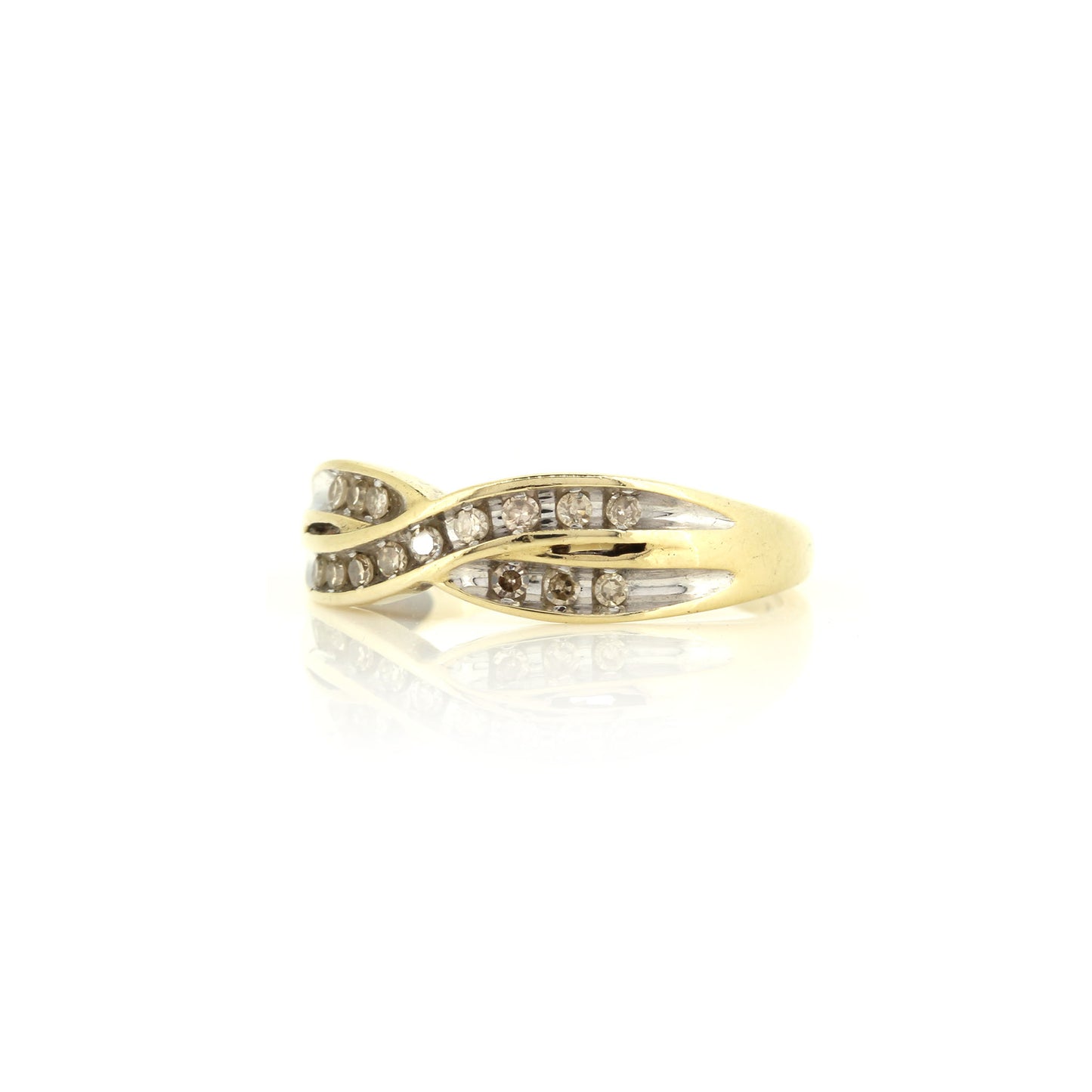 Diamond Crossover 9ct Yellow Gold Ring - Pre-Owned