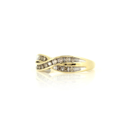 Diamond Crossover 9ct Yellow Gold Ring - Pre-Owned