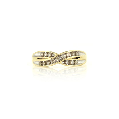 Diamond Crossover 9ct Yellow Gold Ring - Pre-Owned