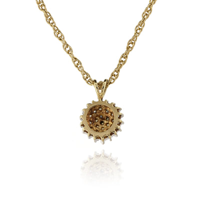 Diamond Cluster Pendant and 9ct Yellow Gold Chain - Vintage