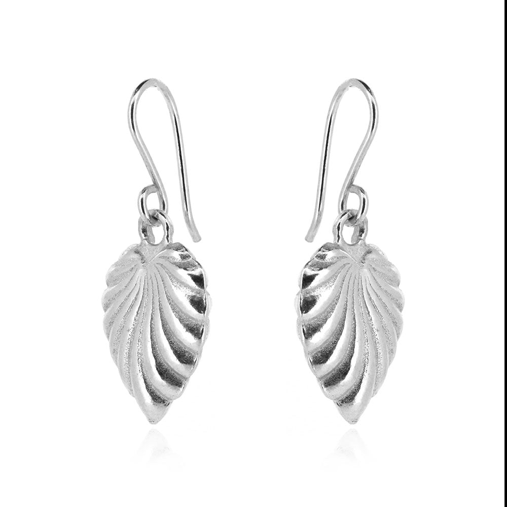 Scalloped Heart Drop Earrings - Sterling Silver