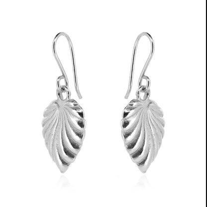 Scalloped Heart Drop Earrings - Sterling Silver Drop Earrings