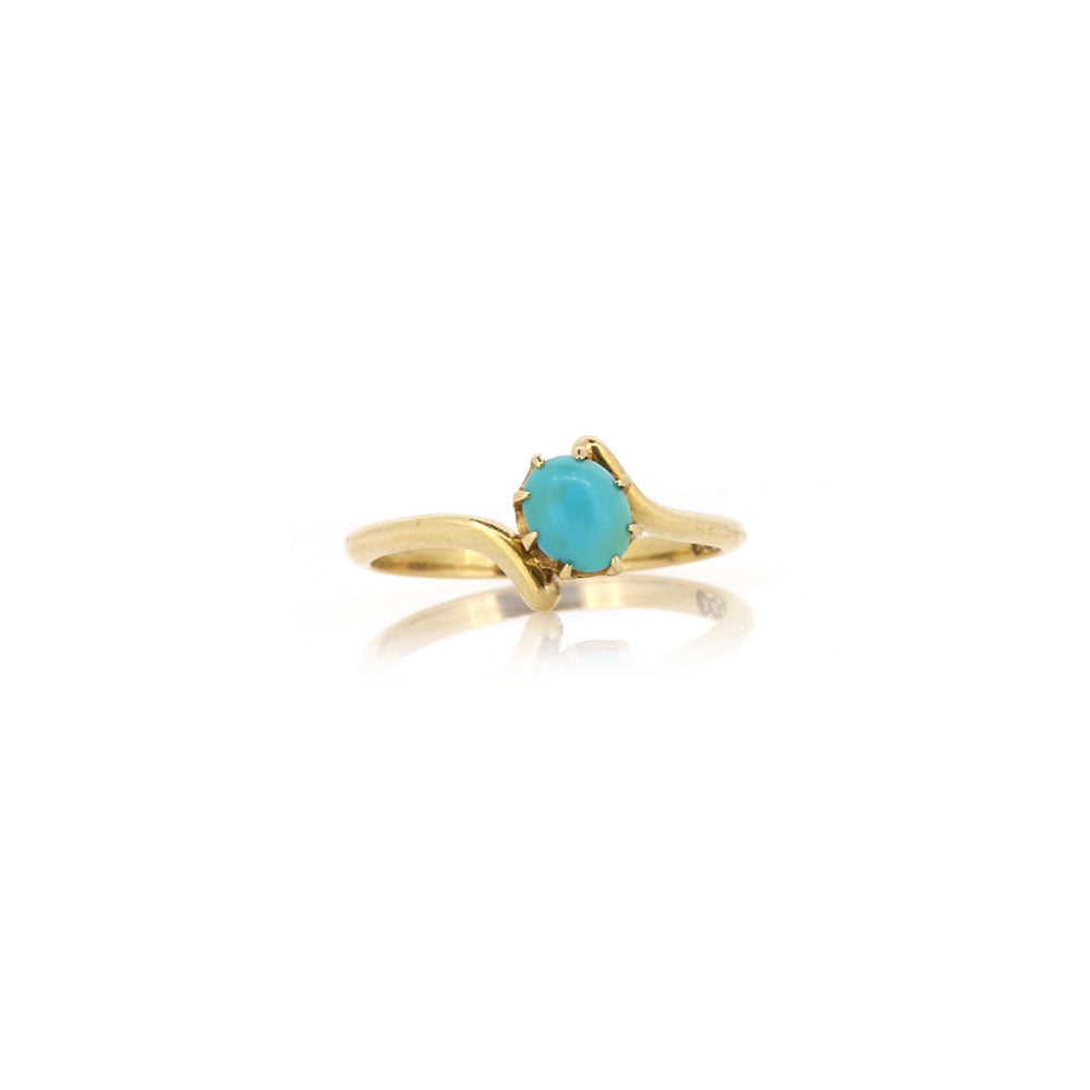 Antique - Turquoise Victorian Crossover Ring Rings