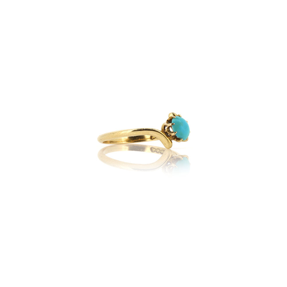 Antique - Turquoise Victorian Crossover Ring Rings