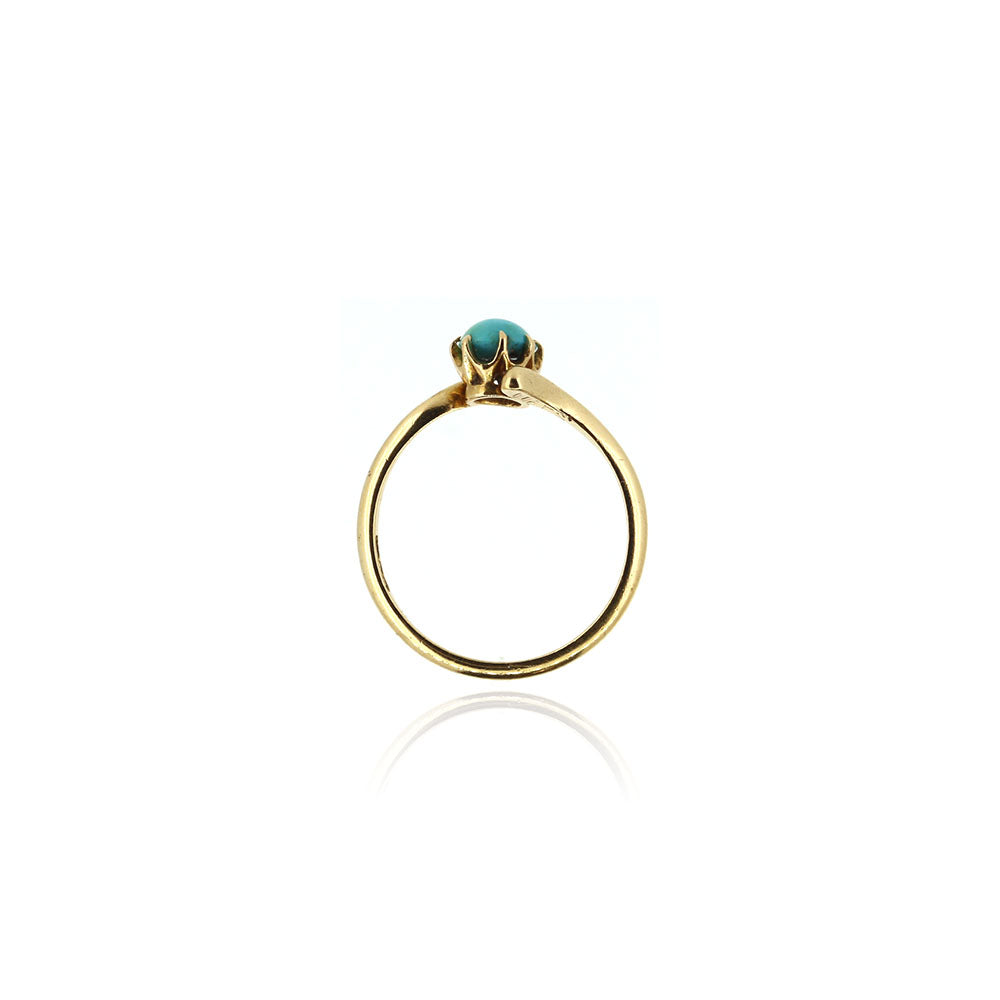 Antique - Turquoise Victorian Crossover Ring Rings