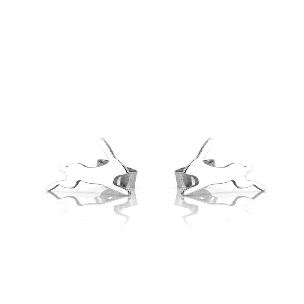 Hare Stud Small Earrings - Sterling Silver Stud Earrings